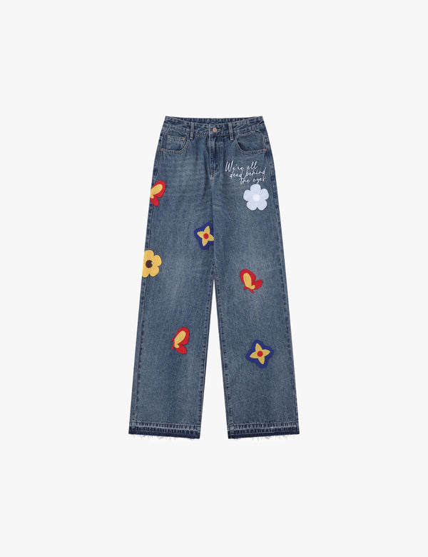 Fullneat Floral Y2K Baggy Jeans - Front