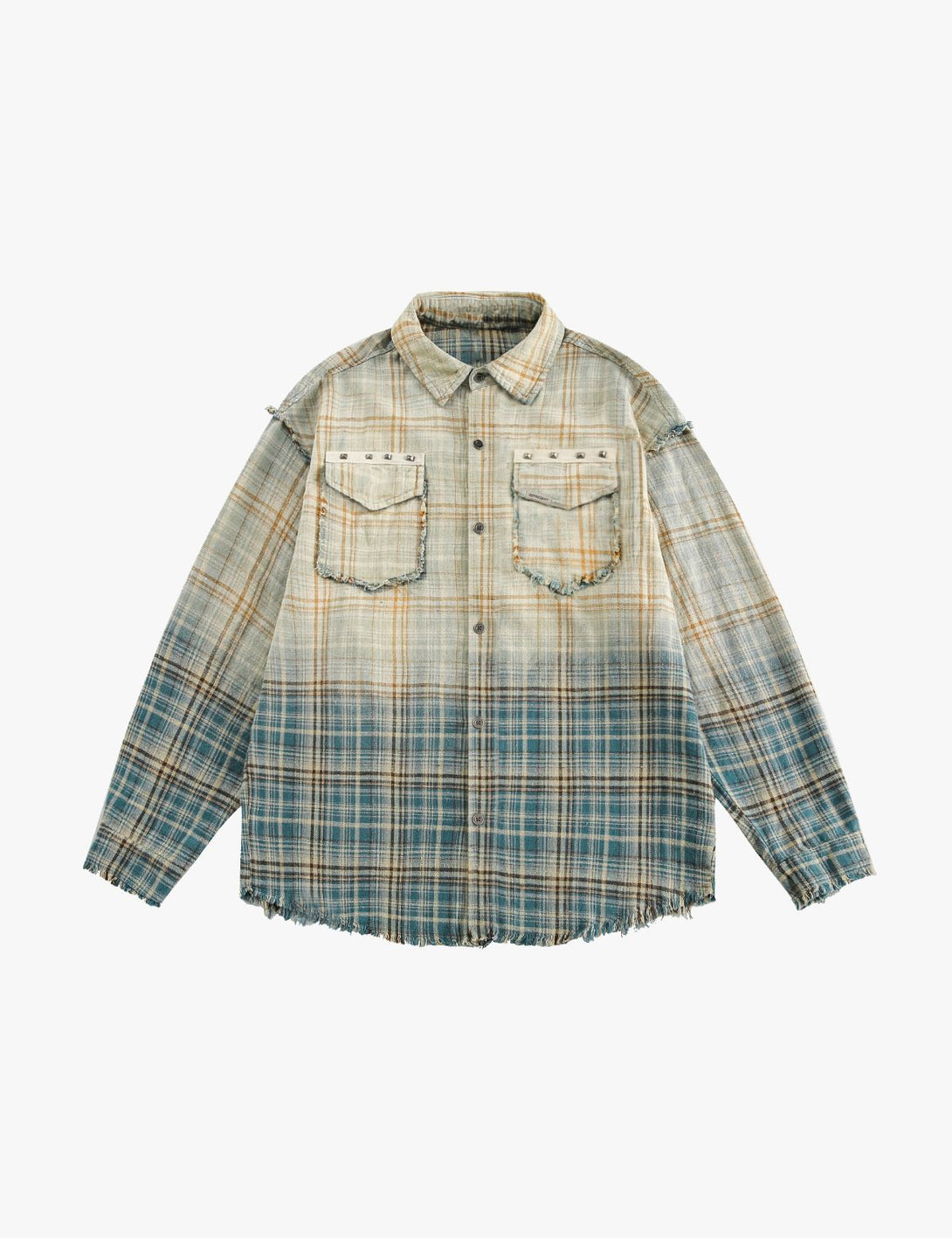 Fullneat Vintage Plaid Gradient Flannel Shirt