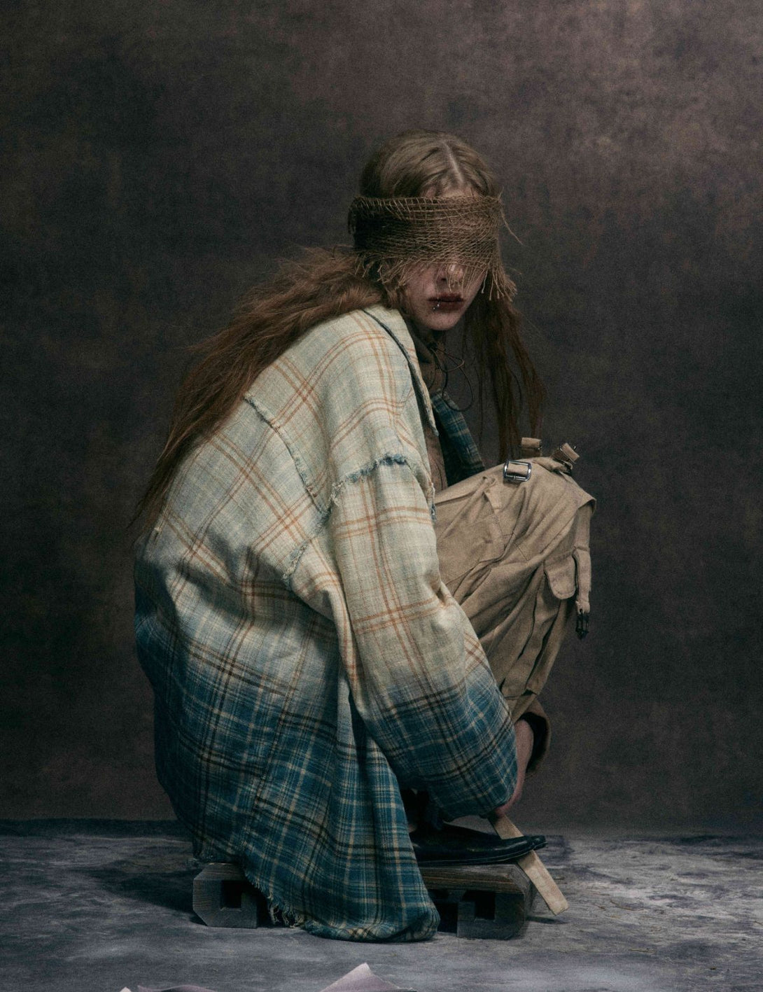Fullneat Vintage Plaid Gradient Flannel Shirt