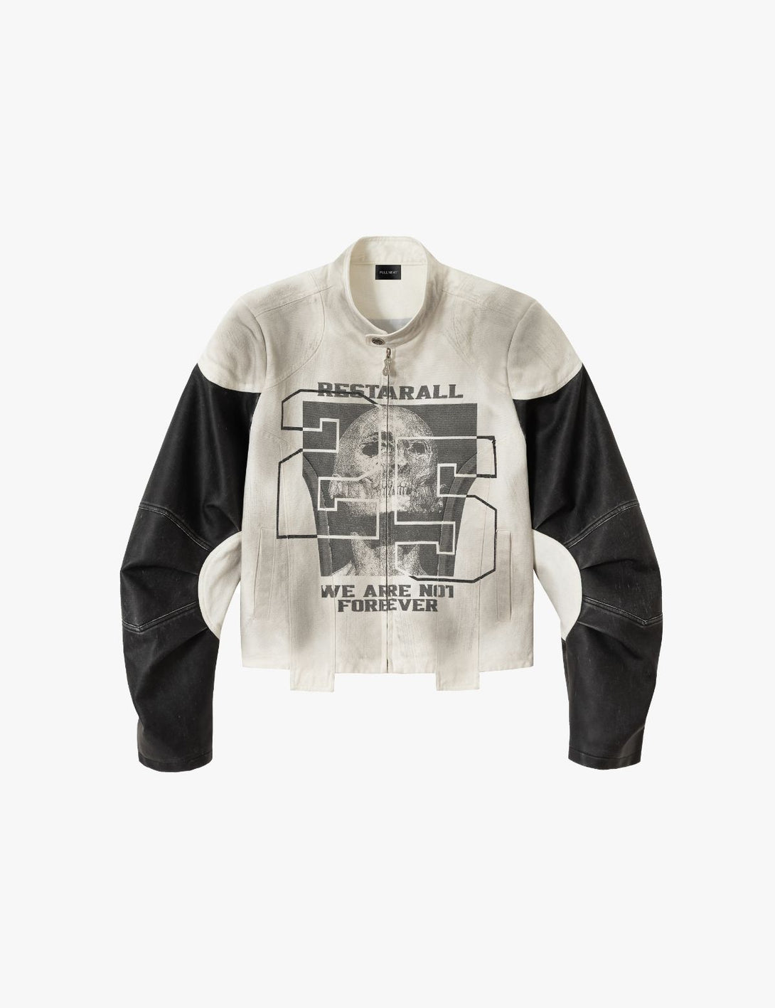 Fullneat Skull Stand Collar Leather Jacket