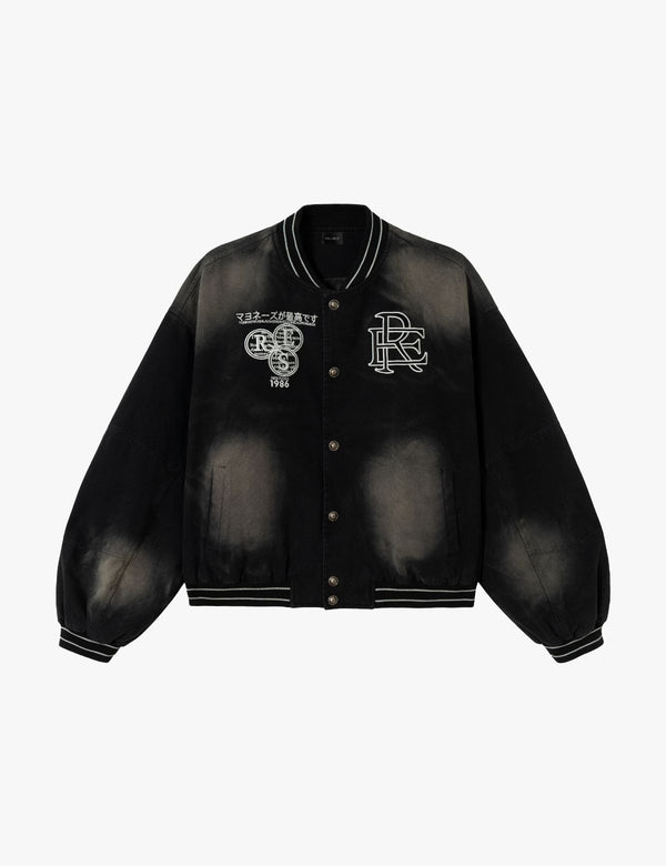Fullneat Gradient Bleach Utility Varsity Jacket