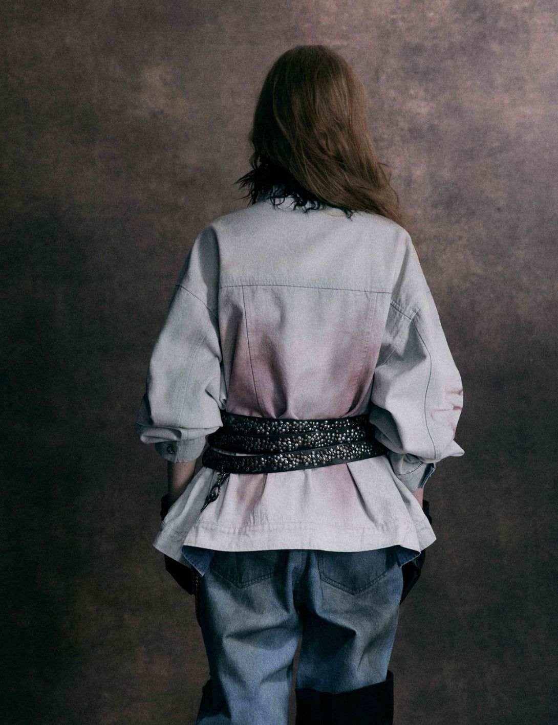 Fullneat Vintage Faded Paw Print Denim Jacket