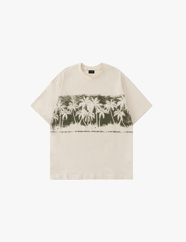 Fullneat Palm Tree Vintage Graphic Tees​ - Khaki Front