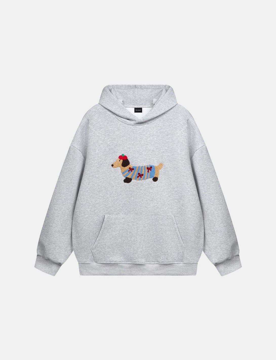 Fullneat Cartoon Dachshund Grey Hoodie​ - Grey Front
