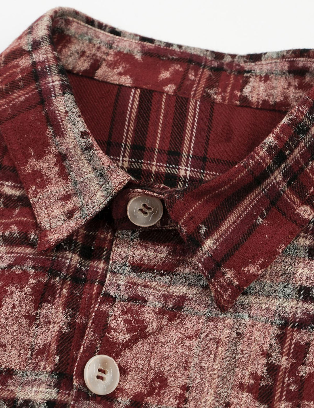 Fullneat Tie Dye Plaid Long Sleeve Shirt Fullneat
