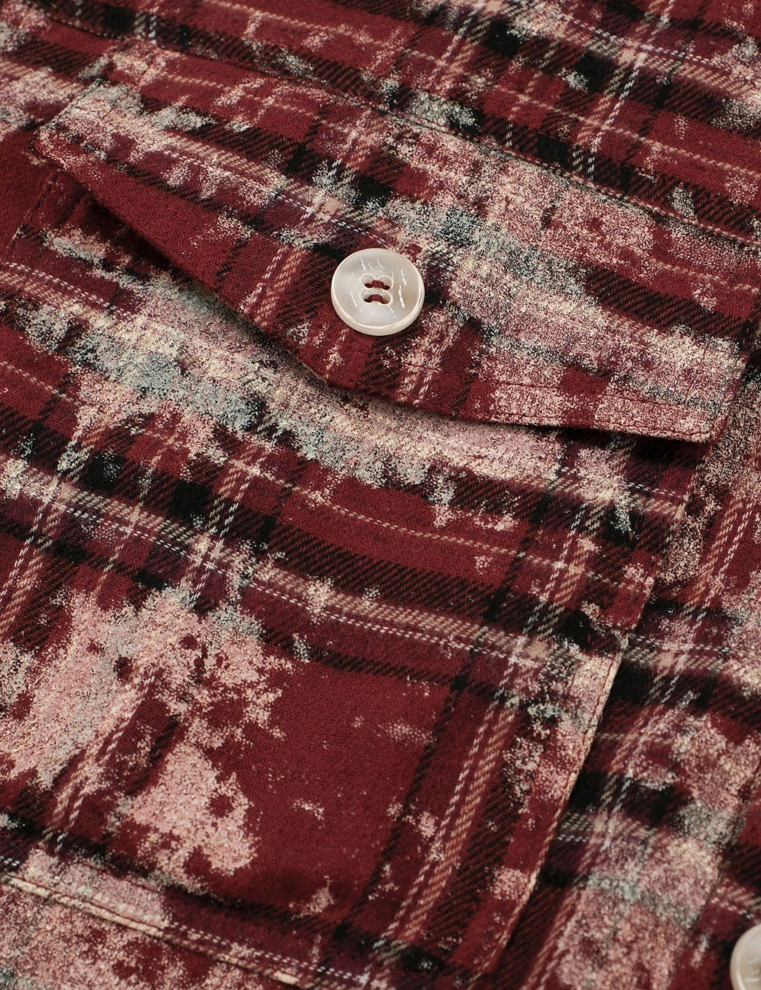 Fullneat Tie Dye Plaid Long Sleeve Shirt Fullneat