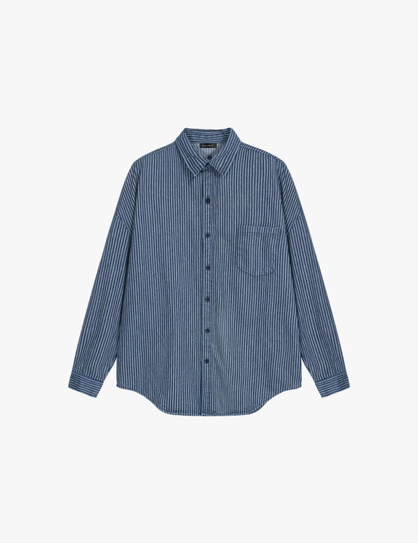 Fullneat Essential Striped Casual Long Sleeve Shirt - Front