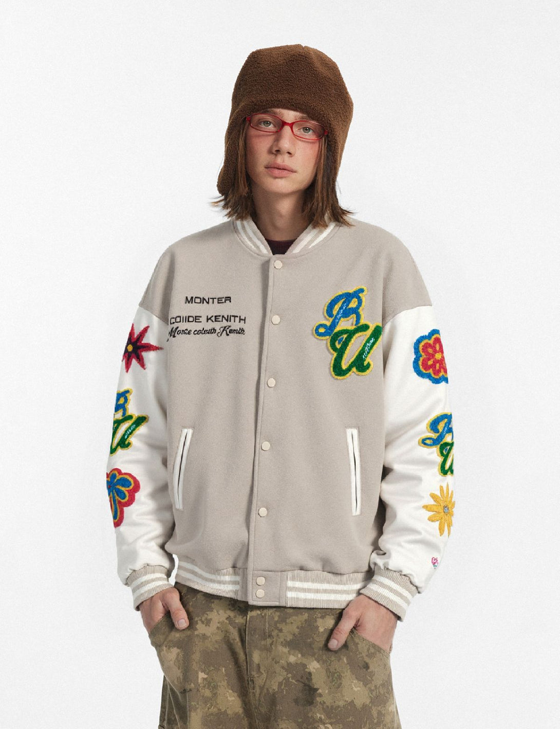 Fullneat Color Blocking Badge Varsity Jacket Fullneat