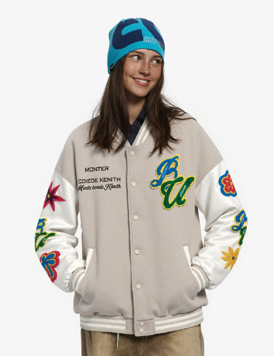 Fullneat Color Blocking Badge Varsity Jacket Fullneat