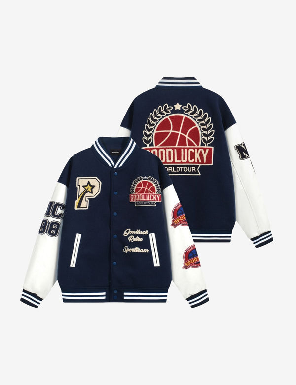 Fullneat Towel Embroidery Badge Varsity Jacket Fullneat