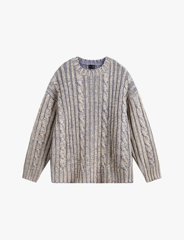 Fullneat Vintage Twisted Cable Knit Sweater - Front