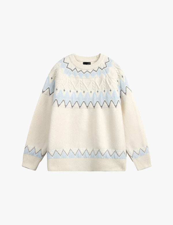 Fullneat Vintage Fair Isle Pullover Sweater - Front