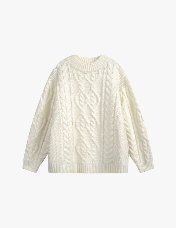 Fullneat Vintage Cable Knit Sweater - Front