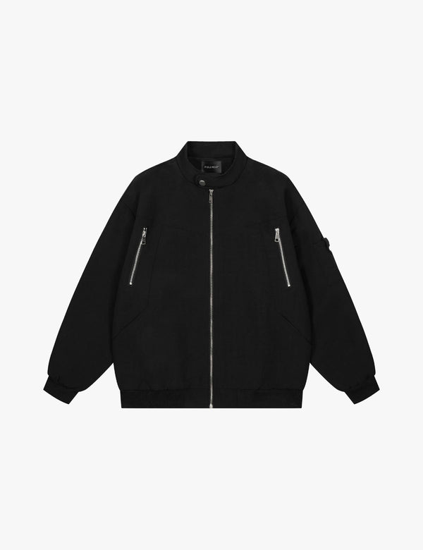 Fullneat Vintage Black Bomber Jacket - Front