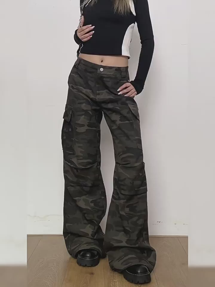 Fullneat Vintage Camo Cargo Pants - Details Vedio